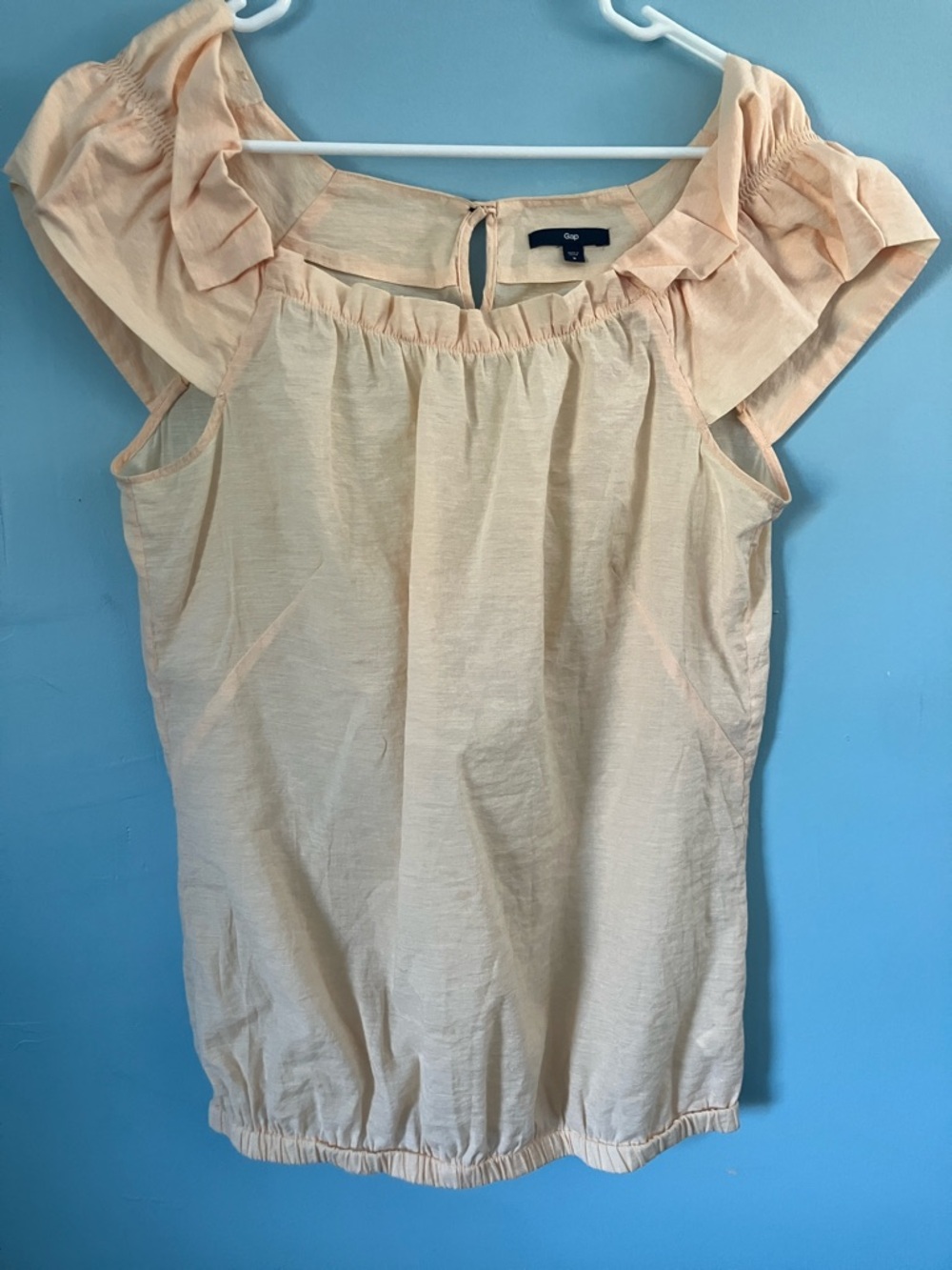 GAP Peach Ruffle-Trim Off-Shoulder Top